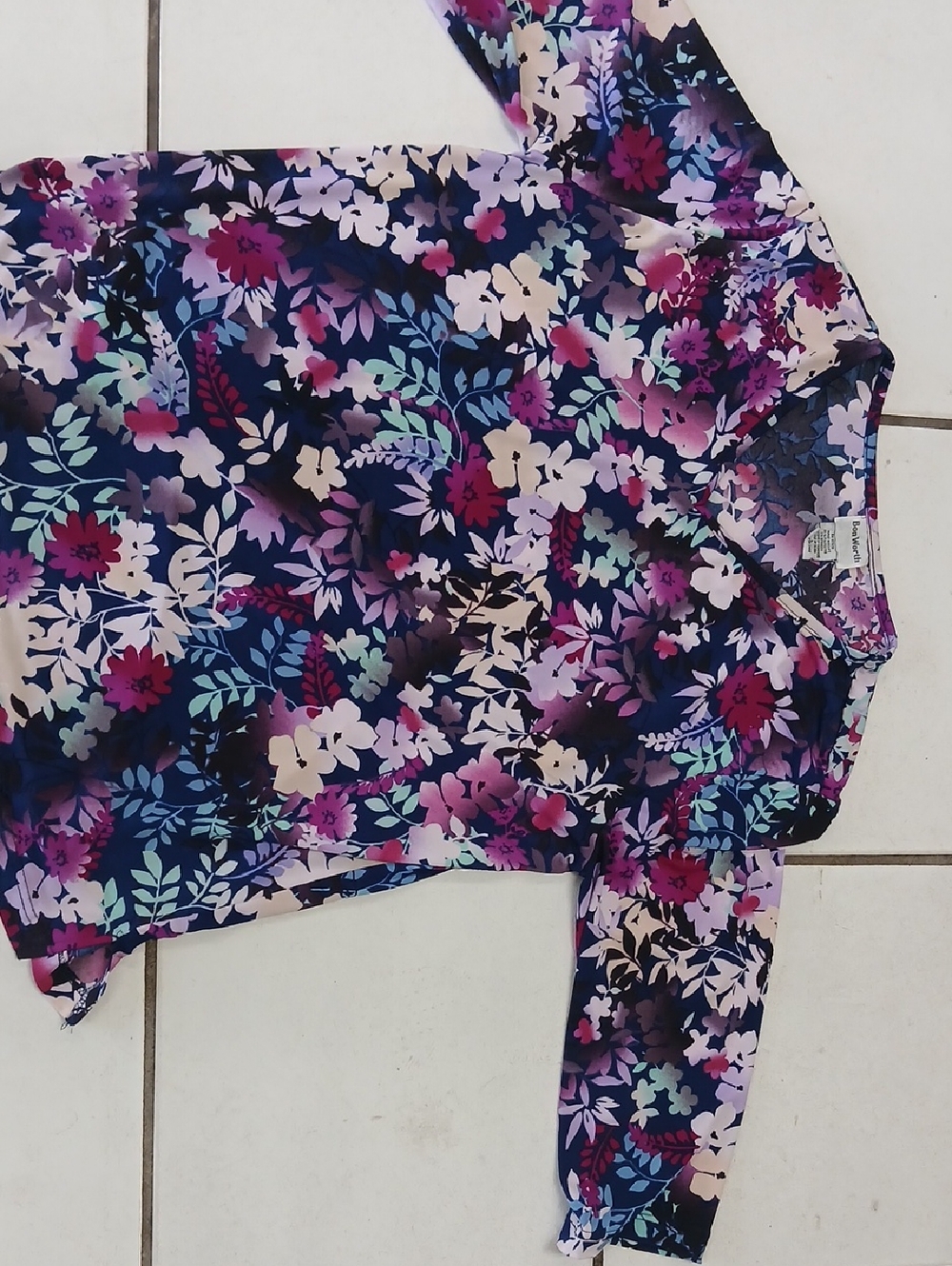 Bon Worth Navy, Purple & Pink Floral Top